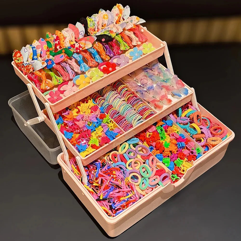 FreestyleCrown 555 Sets of colorful Hair Accessories, Perfect for Girls’ Everyday Outfits and Festive Gatherings.