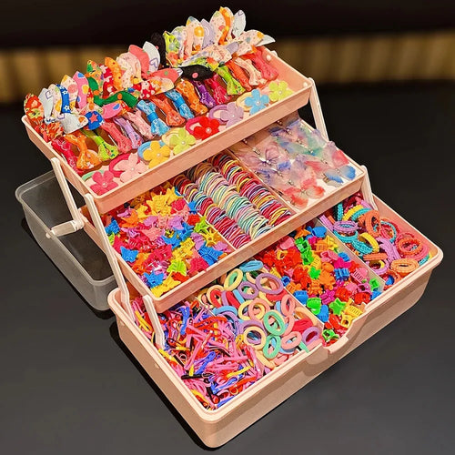 FreestyleCrown 555 Sets of colorful Hair Accessories, Perfect for Girls’ Everyday Outfits and Festive Gatherings.