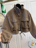 FreestyleCrown Womens Houndstooth Cropped Jacket