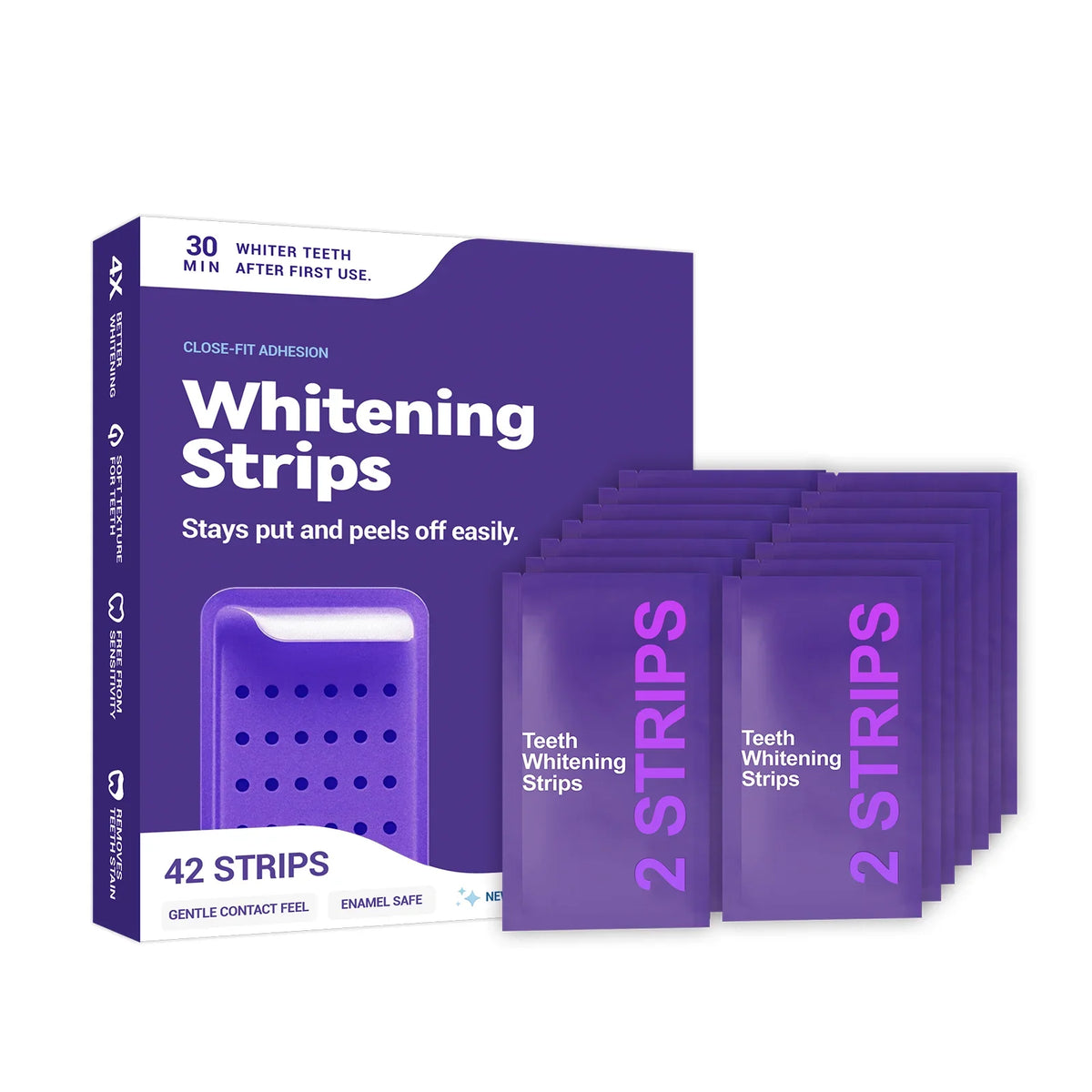 FreestyleCrown Purple Teeth Whitening Strips Improve Dental Yellowing Oral Cleaning Gel Teeth Bright Stain for Lasting Bright Smile