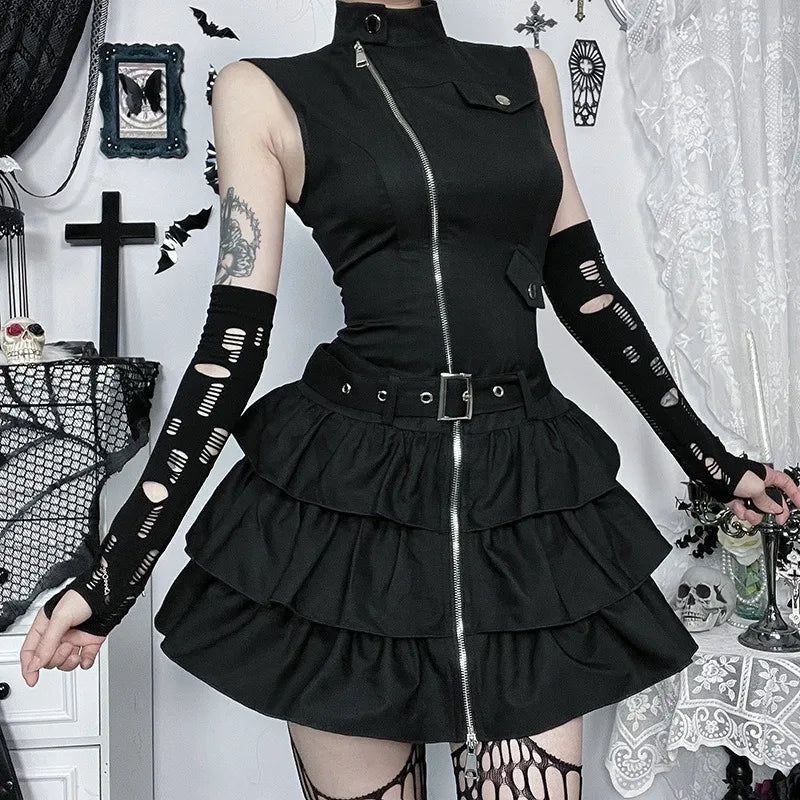 FreestyleCrown Y2K Punk Zipper Mini Dress