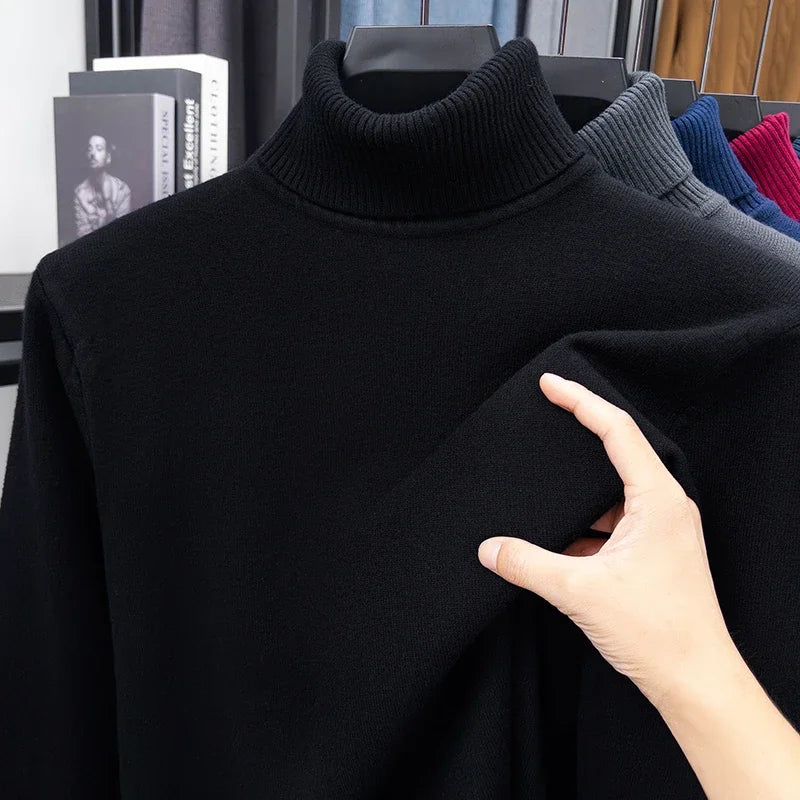 FreestyleCrown Mens Autumn Knit Turtleneck Sweater