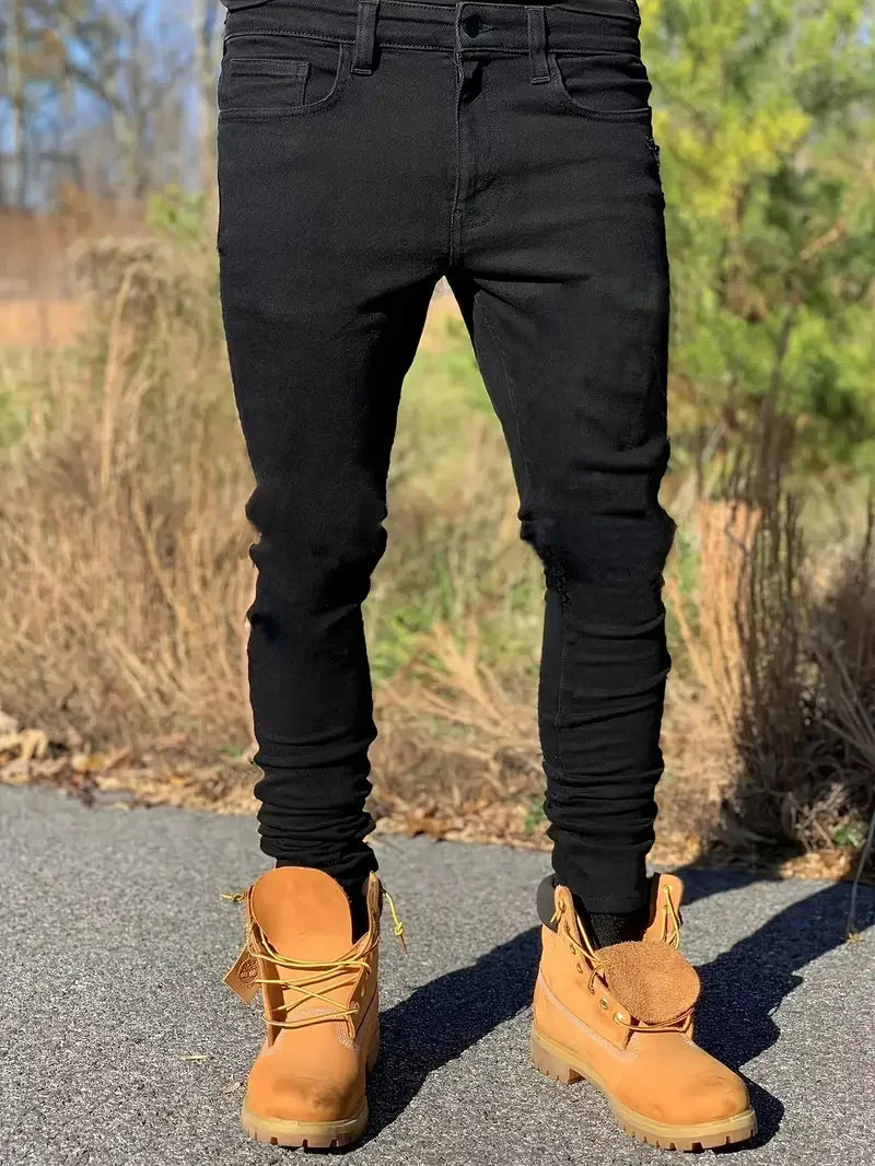FreestyleCrown Mens Slim-Fit Washed Straight Jeans