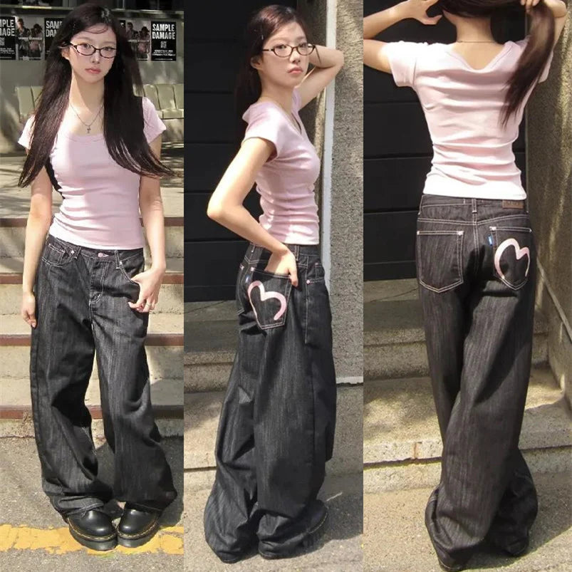 FreestyleCrown Womens Y2K Wide Fit Baggy Jeans