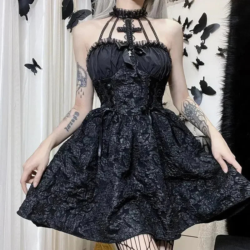 FreestyleCrown Mall Goth Jacquard Party Dress