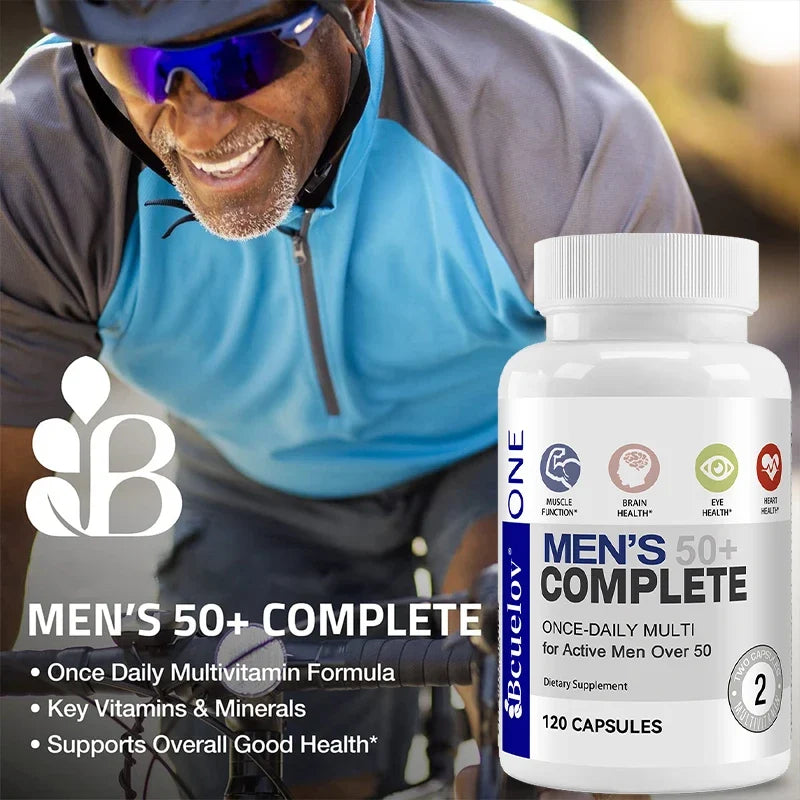 FreestyleCrown Men's 50+ Daily Super Multivitamin, High Potency Formula for Brain, Eye & Heart Health, Vitamins A C D E K B1 to B12 Gluten Free