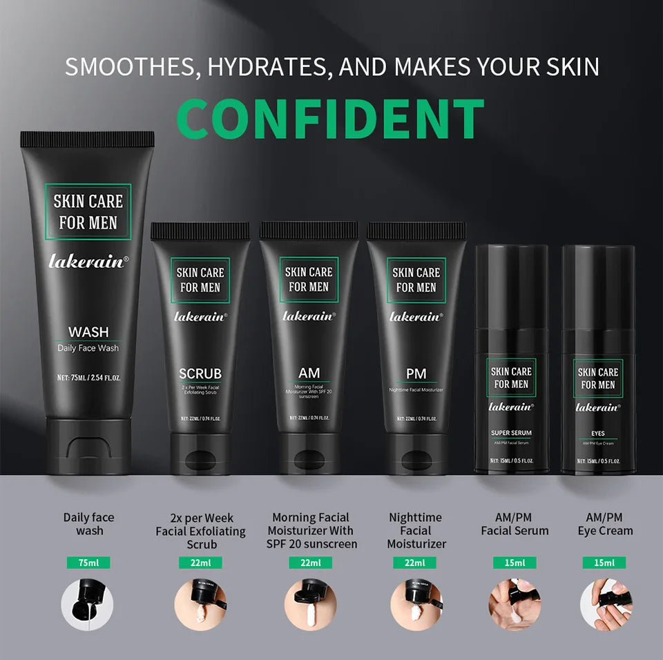 FreestyleCrown Men's Skin Care Kit - 3 in 1 Set with Face Wash, Moisturizing Cream & Eye Cream, Daily Anti-Aging & Oil Control Facial Treatment