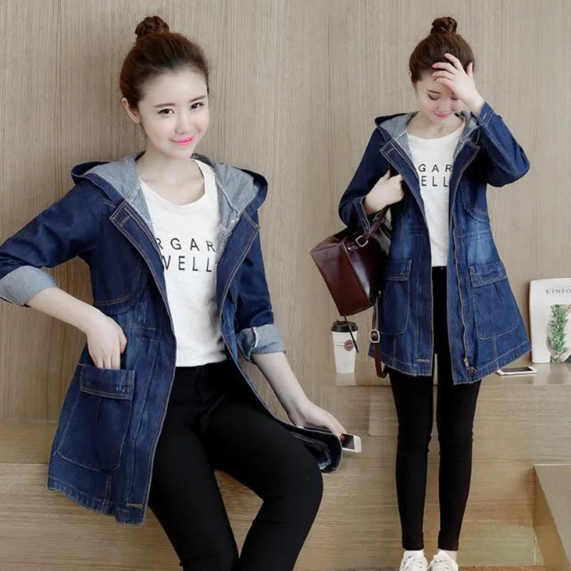 FreestyleCrown Womens Hooded Denim Windbreaker