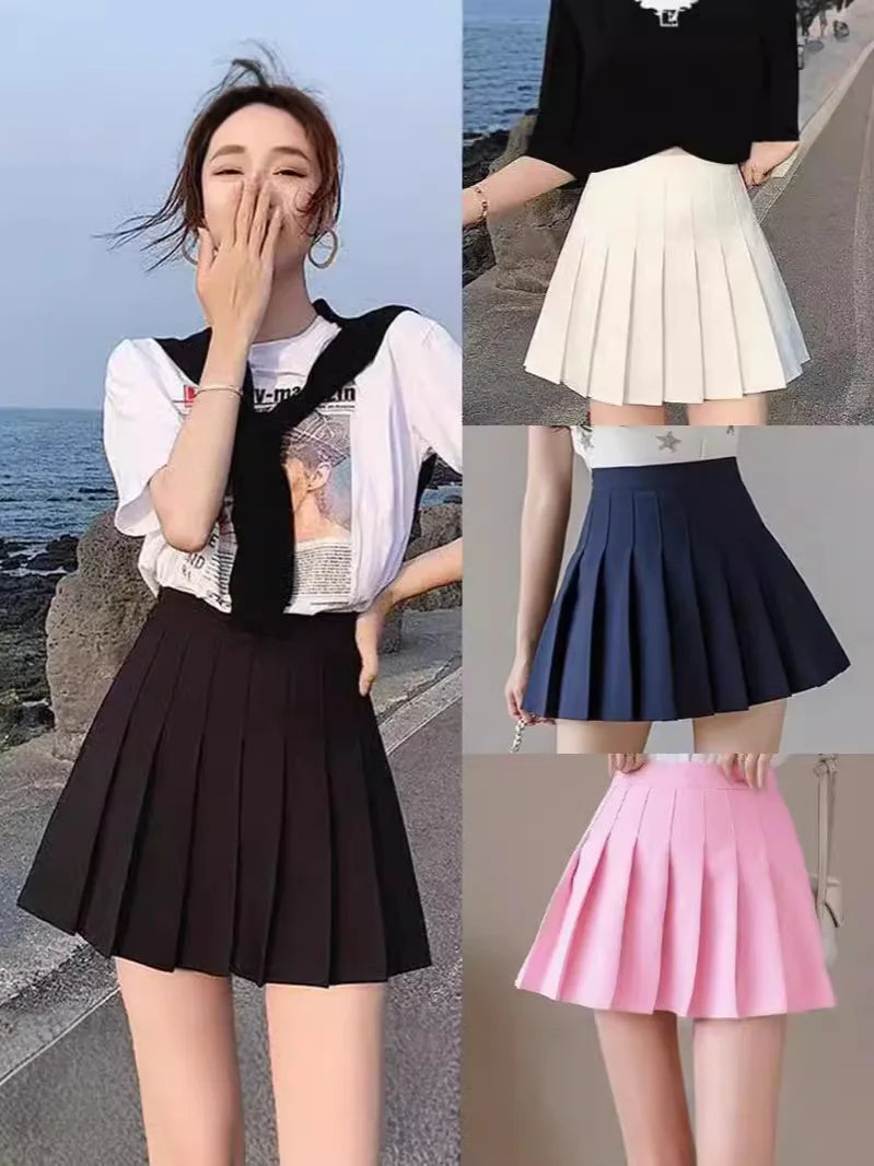 FreestyleCrown Womens Preppy Pleated Mini Skirt