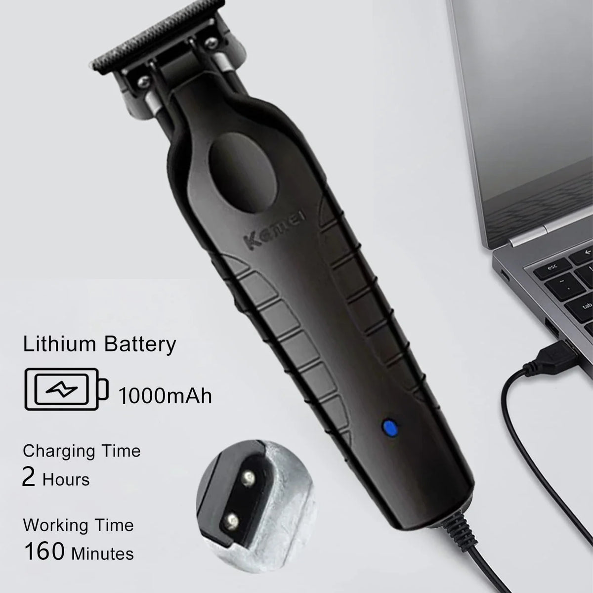 FreestyleCrown Kemei KM-2299 Professional Hair Clipper 1200mAh Electric Hair Clippers USB Rechargeable Hair Trimmers Hair Cutting Machine