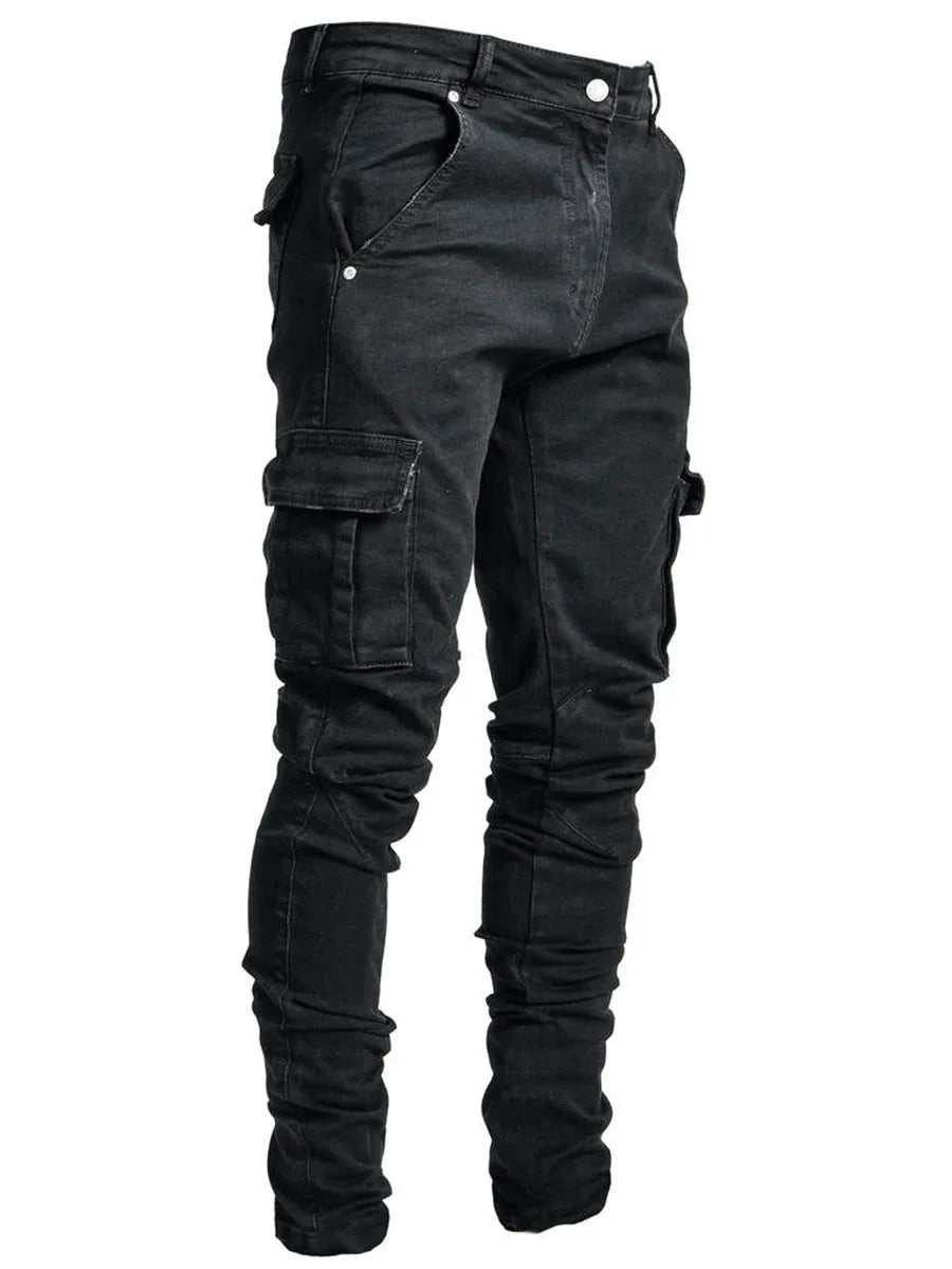 FreestyleCrown Mens Multi-Pocket Cargo Jeans