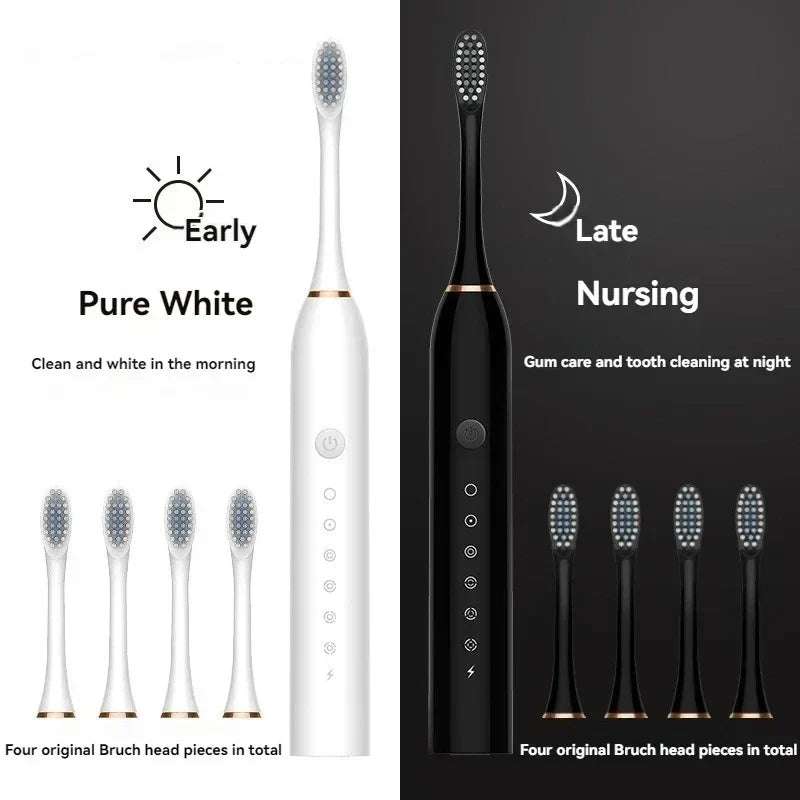 FreestyleCrown Electric Ultrasonic Toothbrush Six Speed Mode Home Soft Hair USB Charging Waterproof Adult Tooth Cleaner Automatic Couple Set-