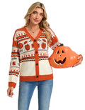 FreestyleCrown Pumpkin Knit V-Neck Cardigan