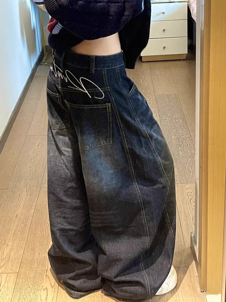 FreestyleCrown Womens Y2K Baggy Wide Leg Jeans