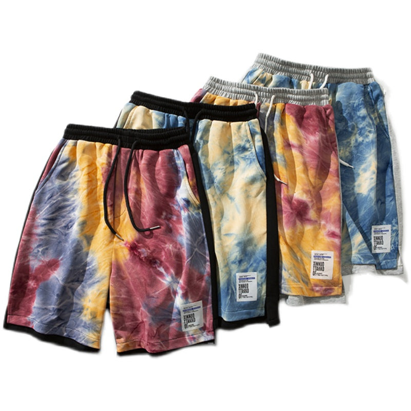 FreestyleCrown Mens Tie-Dye Drawstring Shorts