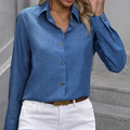 FreestyleCrown Womens Solid Color Long Sleeve Blouse