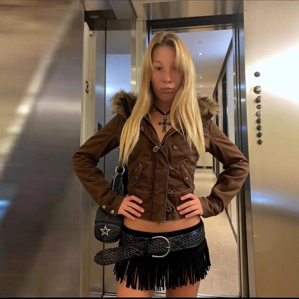 FreestyleCrown Y2K Fur Hood Jacket