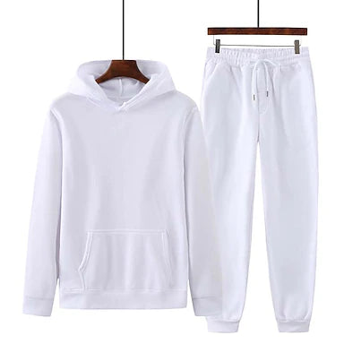 FreestyleCrown Men's White Hooded Sweat Suit