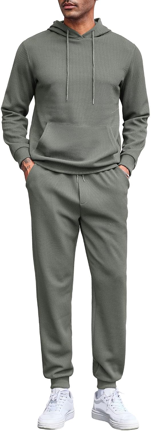 FreestyleCrown Men's Grey Hooded Waffle Tracksuit