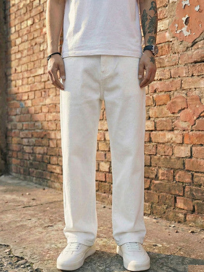 FreestyleCrown Men's White Baggy Jeans