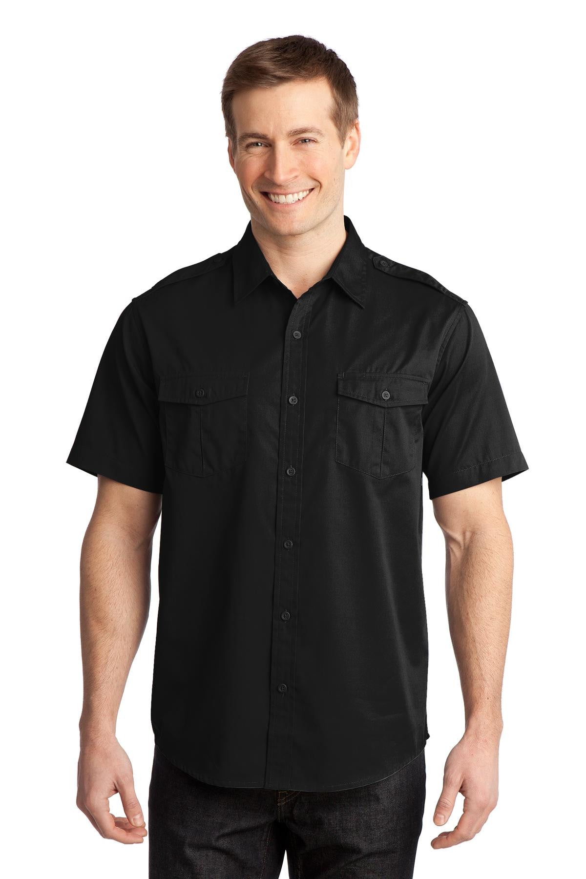 FreestyleCrown Men's Short-Sleeve Work Shirt Black