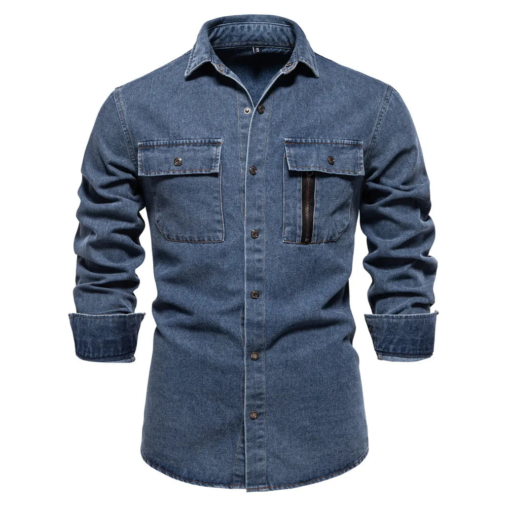 FreestyleCrown Men's Long-Sleeve Denim Work Shirt