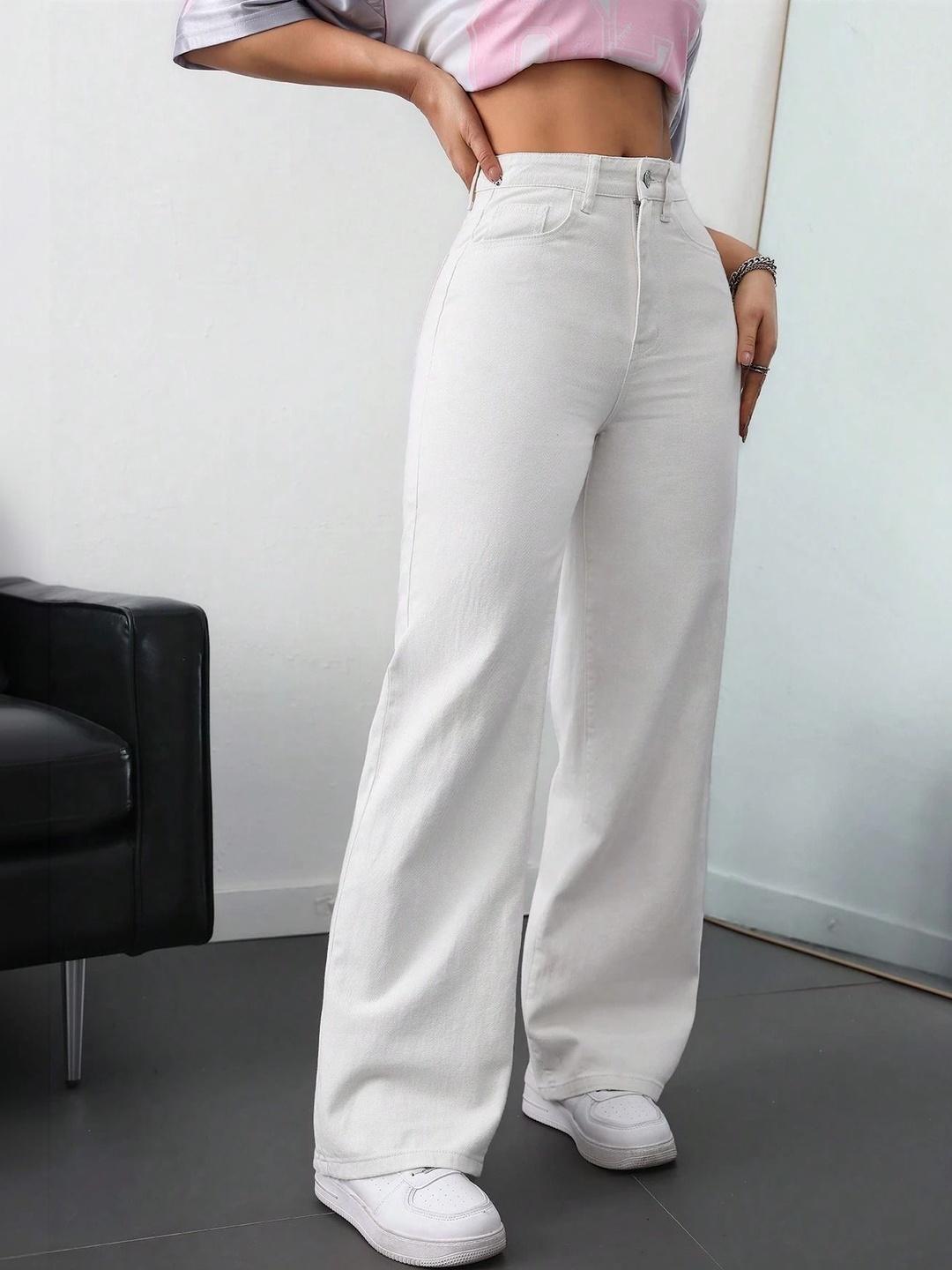 FreestyleCrown Women's White Baggy Jeans